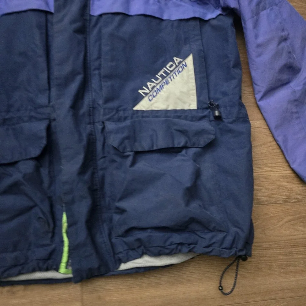 Vintage Nautica Competition XXL Jacket Blue Colorblock 90s Sailing Ski Snow